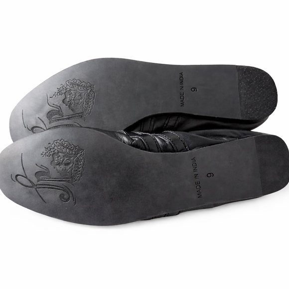 Free People Black Leather Double Strap Ballet Flats Size 9 Square Toe Mary Jane - Picture 3 of 8